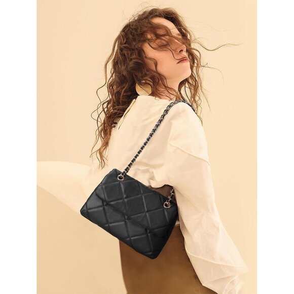 🆕 Women Black Trendy Quilted Crossbody Purse Small Chain Clutch Shoulder Bags - Picture 6 of 6